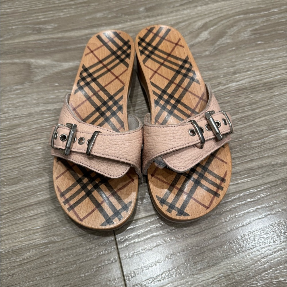Burberry Beige Plaid Mules